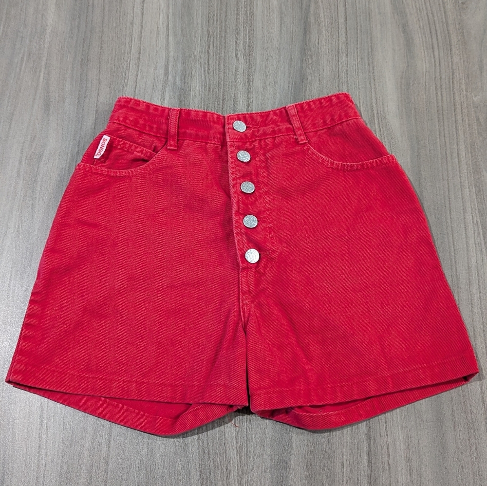 Red Button-Up Women's Shorts